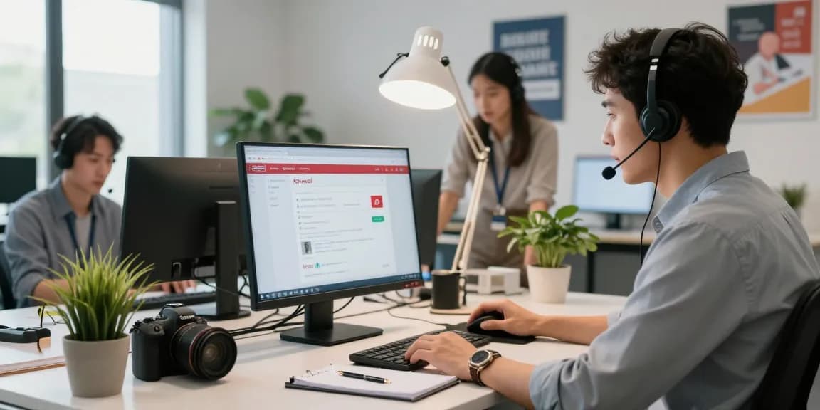 Telus-Technical-Support representative assisting customers in a bright office environment.