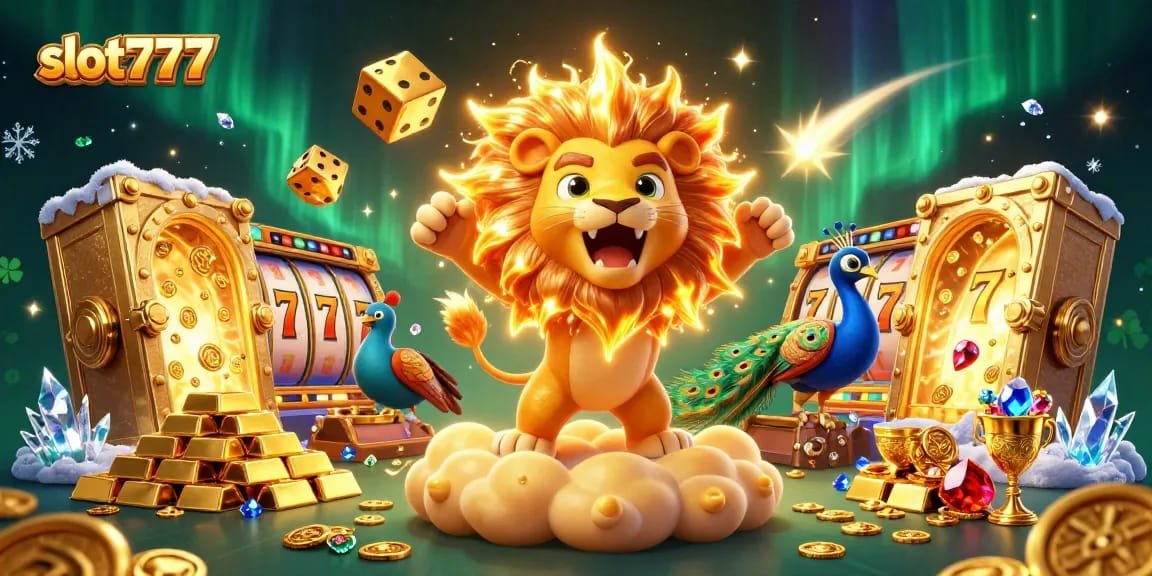 Nikmati permainan slot777 dengan suasana ceria, simbol keberuntungan berkilau, dan harta yang melimpah.
