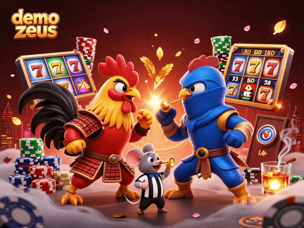 Demo zeus menarik jackpot di slot online dengan simbol keberuntungan dan elemen kasino lainnya.