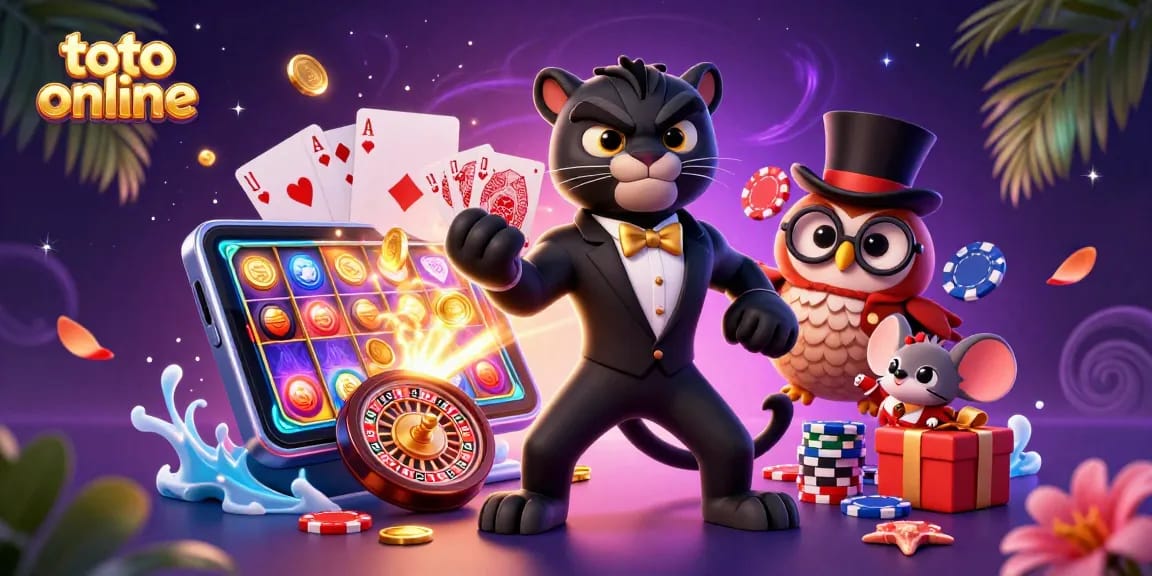 Menang besar di toto online bersama karakter kartun 3D dalam dunia permainan yang ceria.