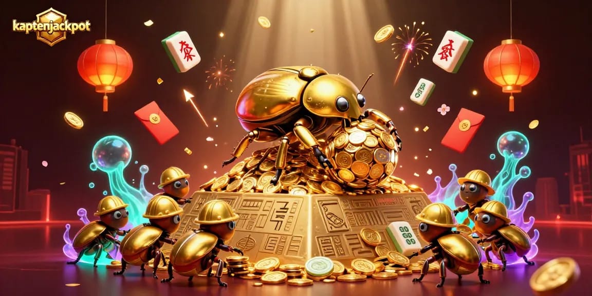 Engage with kaptenjackpot through a vibrant, dynamic casino-themed 3D illustration featuring golden elements.