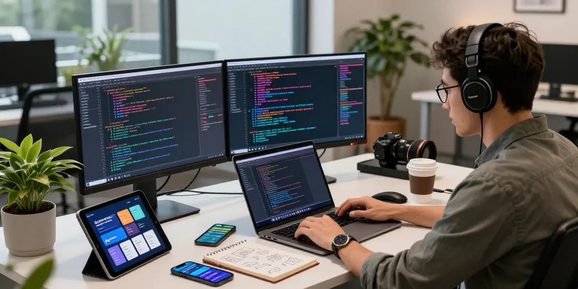 Dynamic coding workspace featuring developer engaged in 纸飞机中文版 app design.