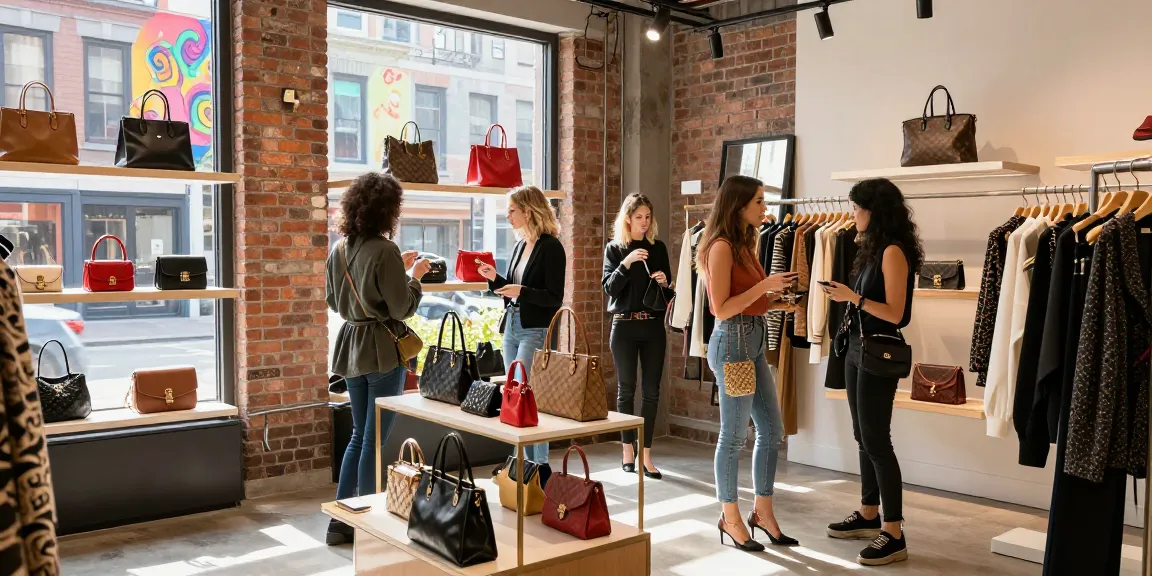 High-quality 레플리카 fashion products displayed in an urban boutique.