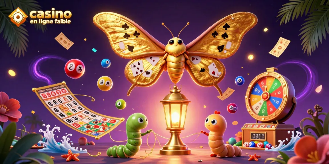 Jouer au casino en ligne fiable avec une illustration colorée et dynamique de jeux de hasard.