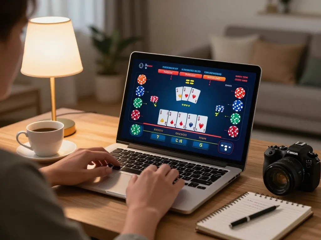 Player enjoying strategic black jack gameplay on sky88 online casino platform from cozy home setting
