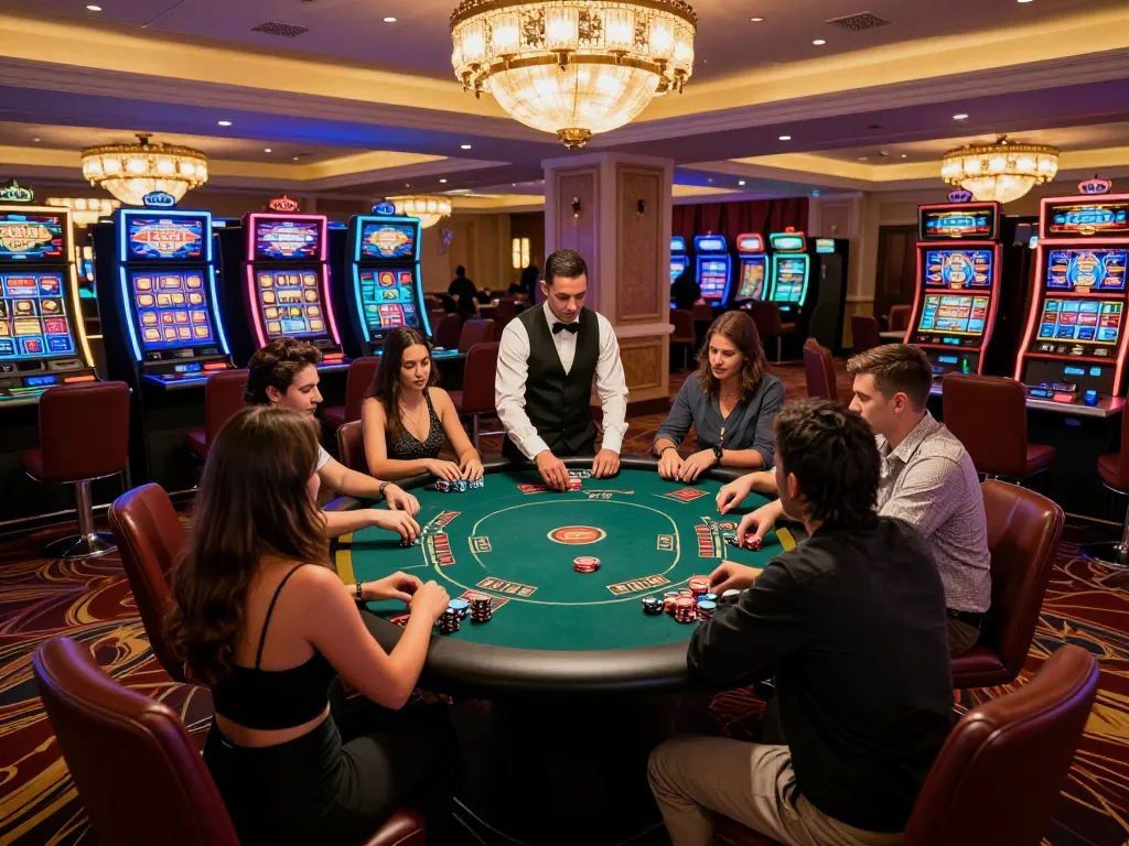 Engaging scene at nhà cái cm88 casino with friends playing poker, showcasing vibrant atmosphere and strategic gameplay.