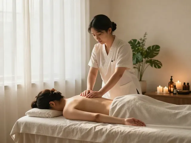 Relaxing 길동출장마사지 therapy in a tranquil wellness room with soothing ambiance.