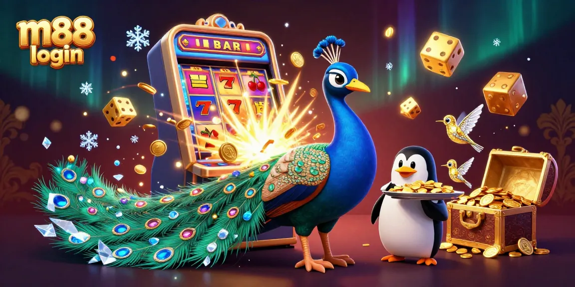 Bet on m88 login with exciting games depicted in a vibrant casino illustration