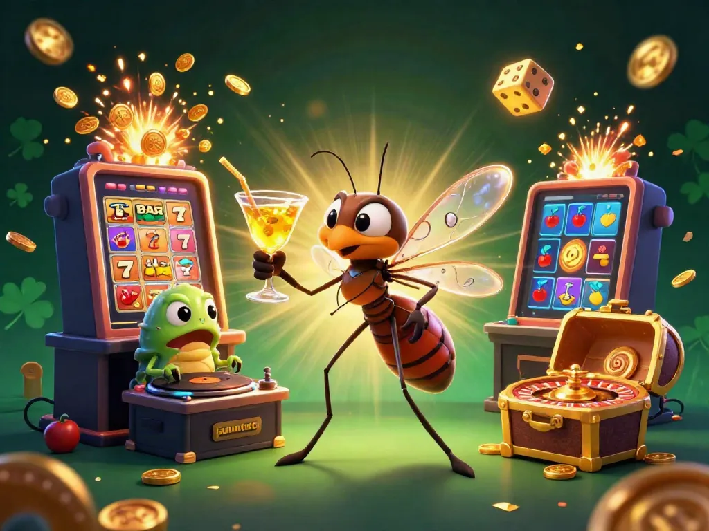 Slot gacor Purnatoto dengan karakter unik, mesin slot, dan simbol keberuntungan bersinar.
