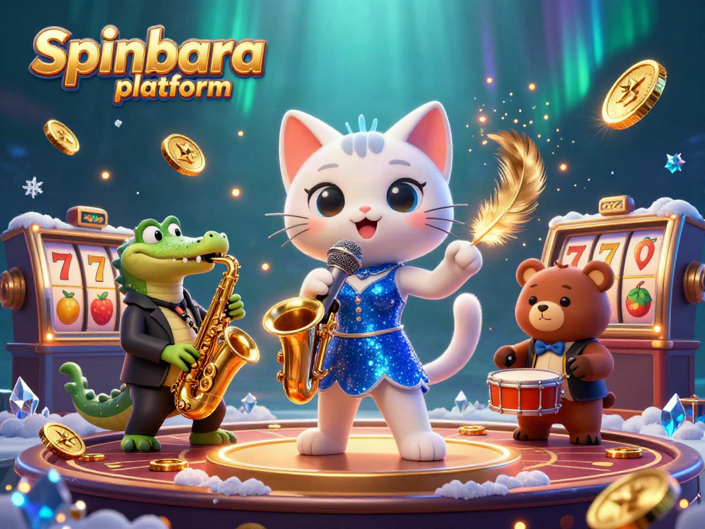 Experience the thrill of the Spinbara platform with engaging characters and vibrant casino elements.