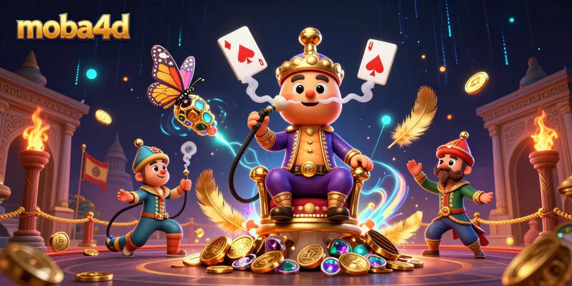 Experience the magic of moba4d with a unique 3D cartoon scene filled with casino symbols and vibrant details.