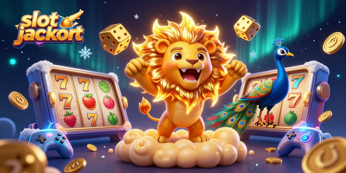 Experience thrilling slot jackpot excitement with a magical lion and dynamic casino elements.