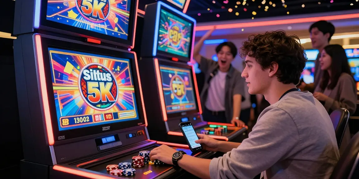 Situs depo 5k online gambling scene with lively players celebrating wins.