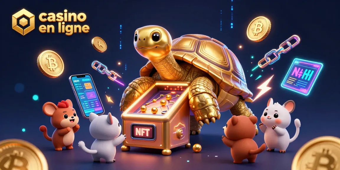 Casino en ligne avec une tortue dorée jouant à des machines à sous animées par de petits animaux.