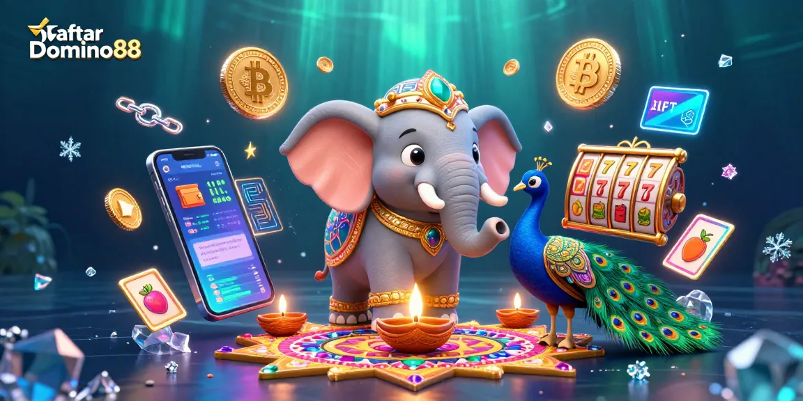 Play slot games at Daftar Domino88 with vibrant themes and exciting bonuses, featuring crypto elements.
