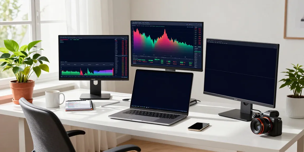 Focused trader analyzing charts on TradingView in a modern office.