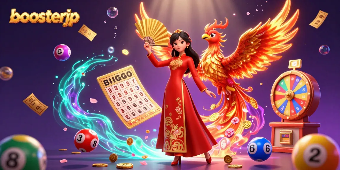 Experience thrilling wins with boosterjp in a vibrant 3D casino scene filled with lottery excitement.