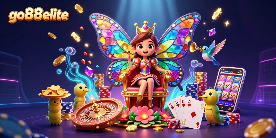 Join the excitement at go88elite with vibrant 3D casino elements and a majestic butterfly queen!