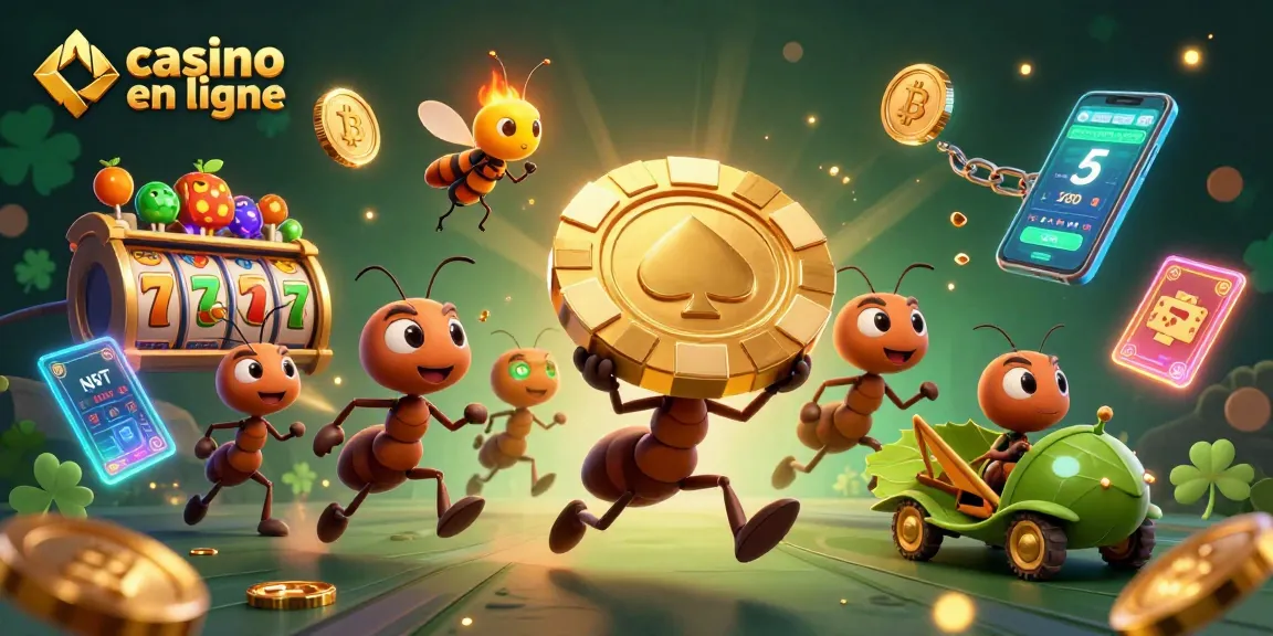 Profitez de l'excitation du casino en ligne avec cette illustration dynamique et colorée.