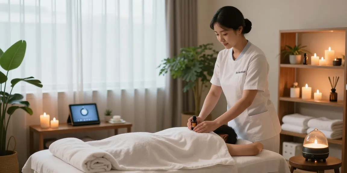 의왕출장안마를 위한 아늑한 마사지 룸, 아로마 테라피와 자연광이 어우러진 편안한 공간