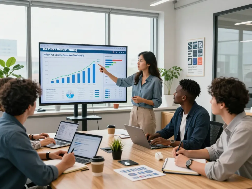 Marketing team analyzing data trends as Release Is Spiking Searches Worldwide