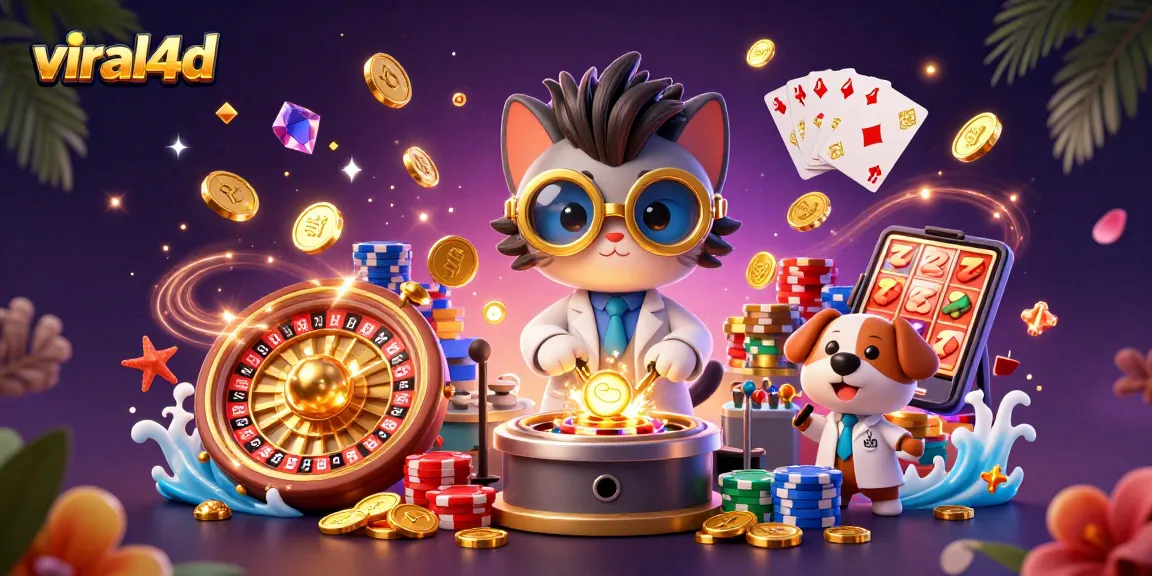 Experience thrilling games at viral4d with a lively lab scene featuring imaginative casino elements.