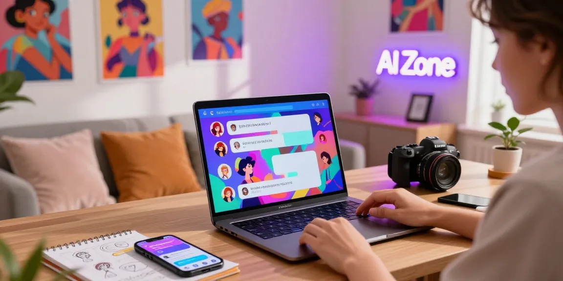 Engaging in an ai chat nsfw experience with animated characters in a cozy home office.