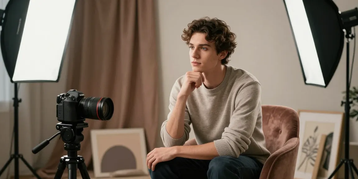 Ritratto Fotografico d'un individu dans un studio avec un éclairage doux et un fond élégant.