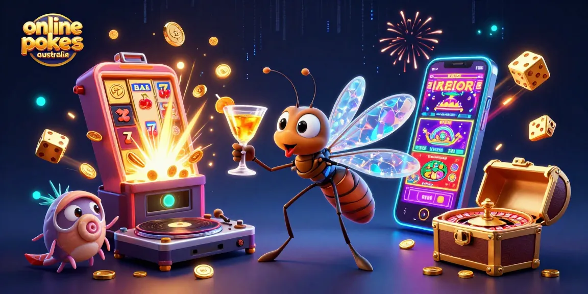 Spin the reels of online pokies Australia with a 3D mosquito mascot and a trilobite DJ.
