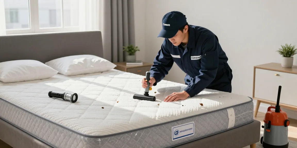 Effective bed bug treatment in an urban bedroom with professional inspection tools and fresh linens.
