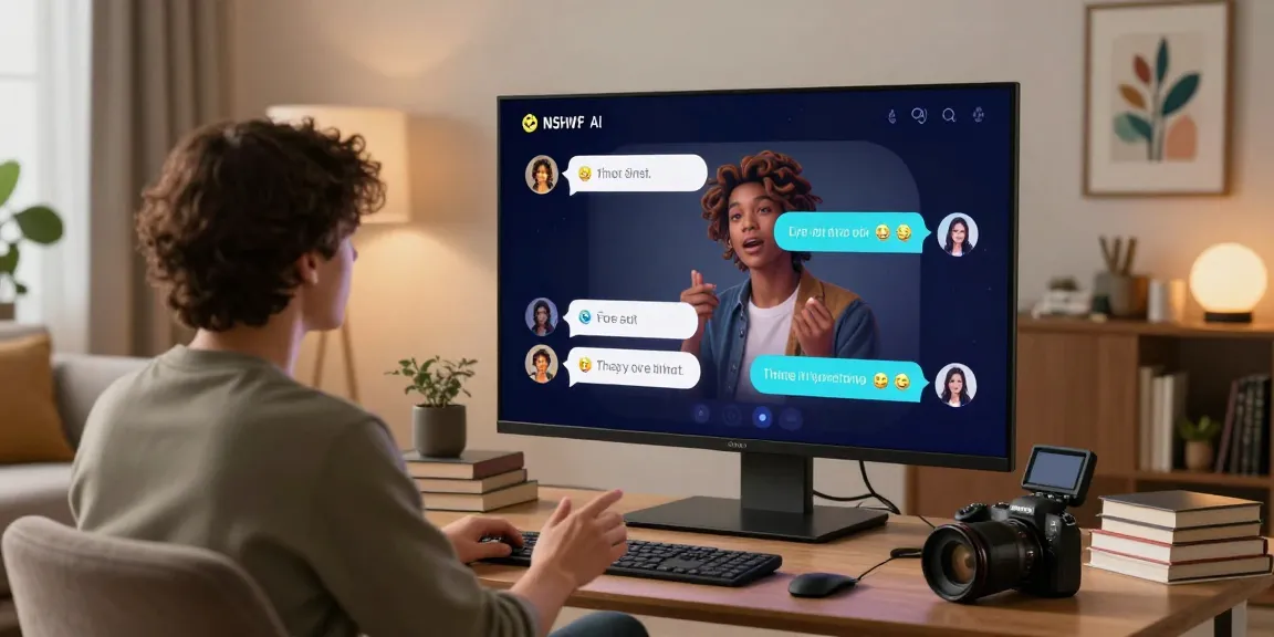 Immersive nsfw ai chat platform displayed on a modern screen in a cozy setting.
