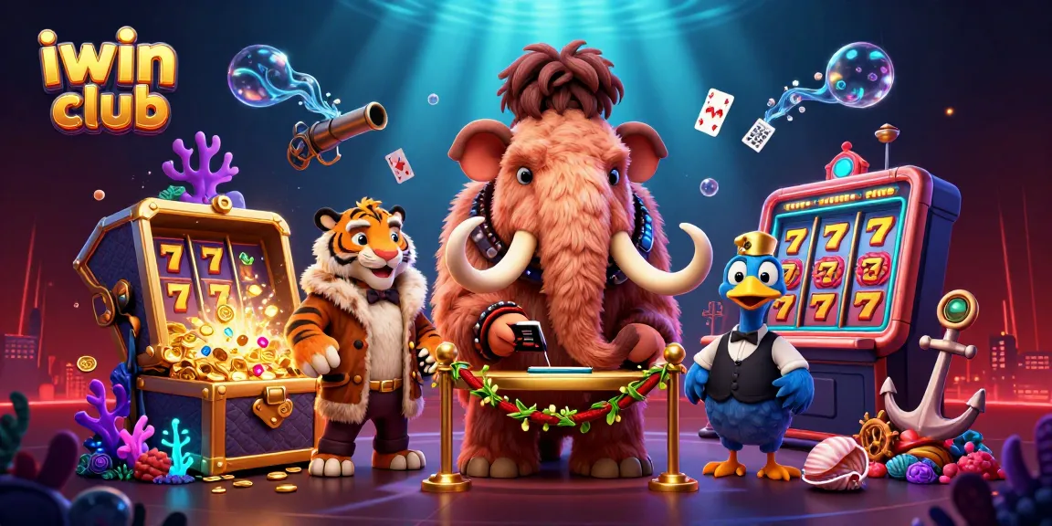 Join the iwin club adventure with lively characters at an exciting casino scene.