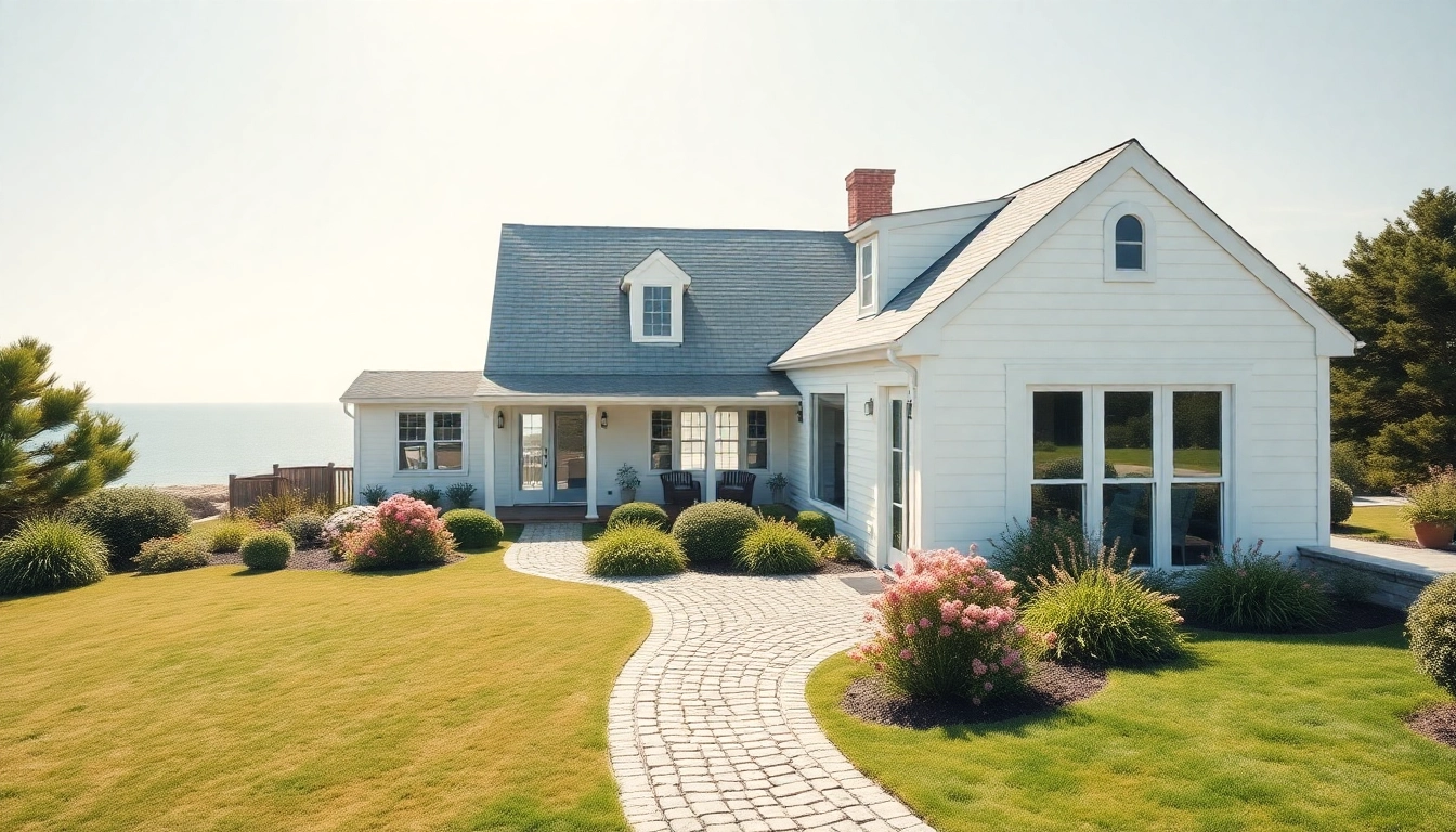 Enhance your vision of cape cod homes with a modern expansion featuring a landscaped yard and ocean views.