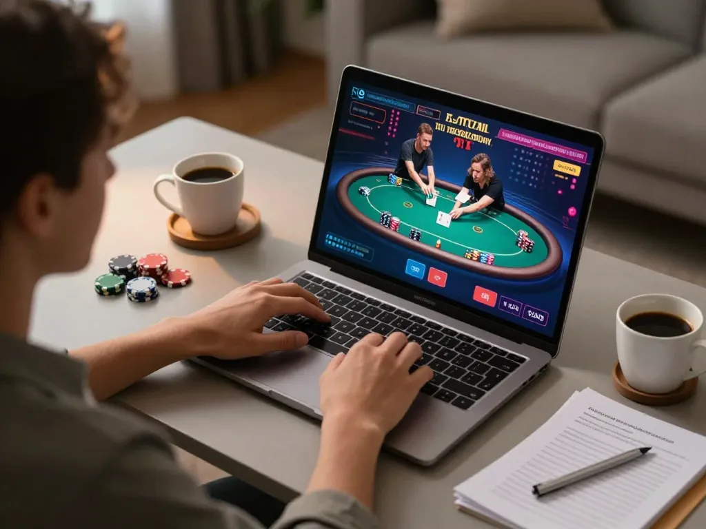 Pemain Bintangmpo menikmati strategi poker online dalam pengaturan rumah yang nyaman