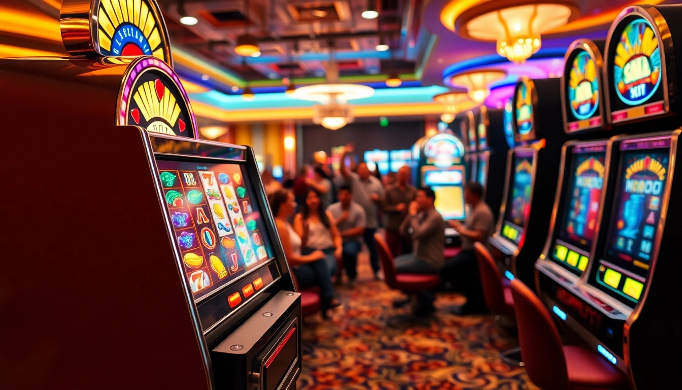 Aksi menarik di Slot77 dengan mesin slot yang menyala penuh warna.