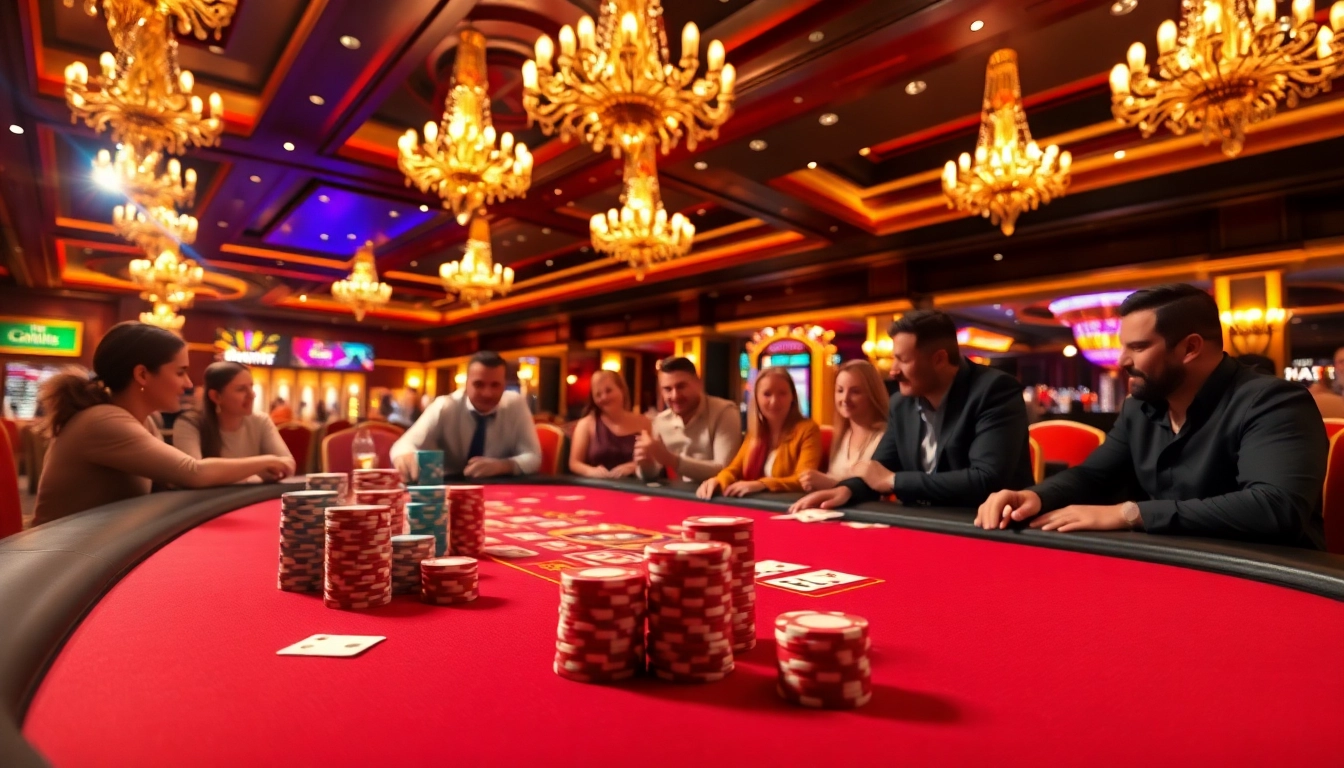 Players enjoying the thrill of a Non gamstop casino game at an upscale gaming table.
