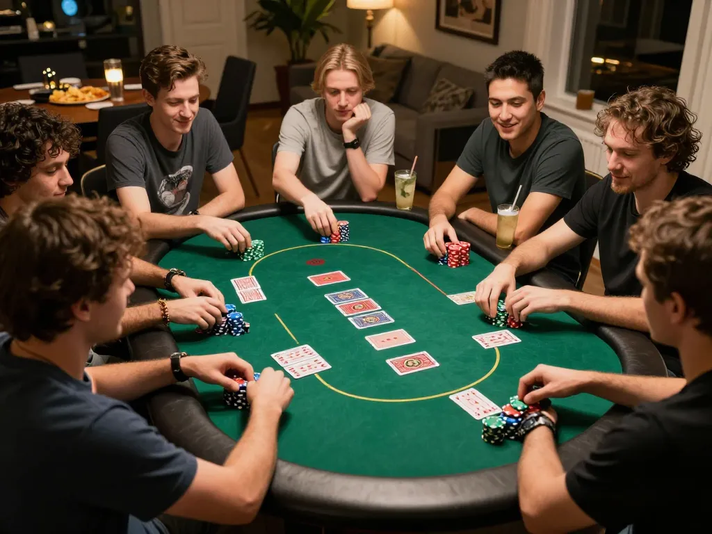 Players enjoying an engaging poker night, showcasing qh88go gaming excitement and social interaction