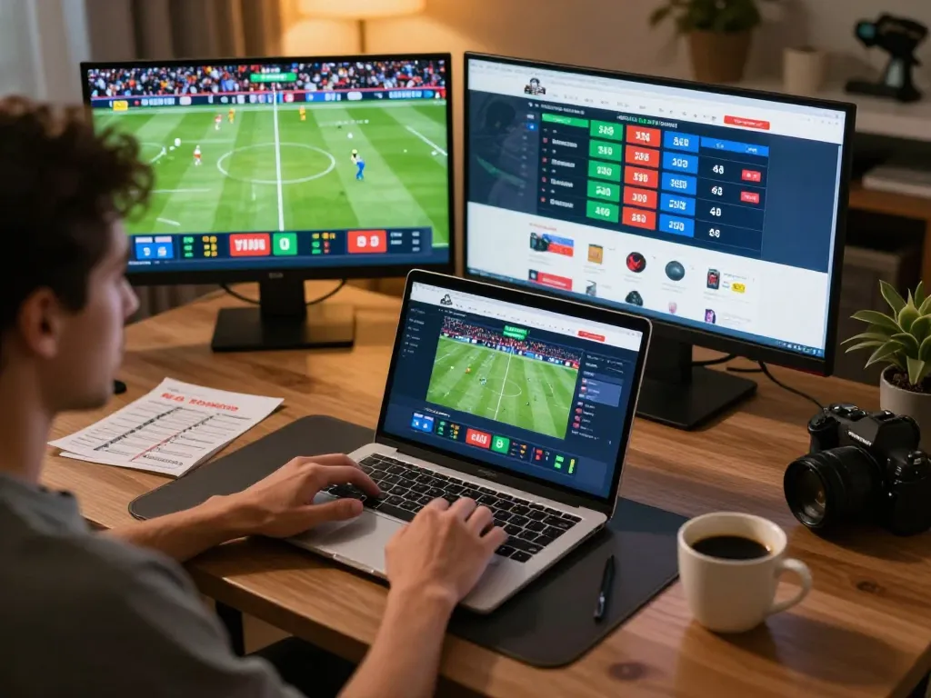 Xoilac user placing strategic bets on football matches through an engaging online platform.
