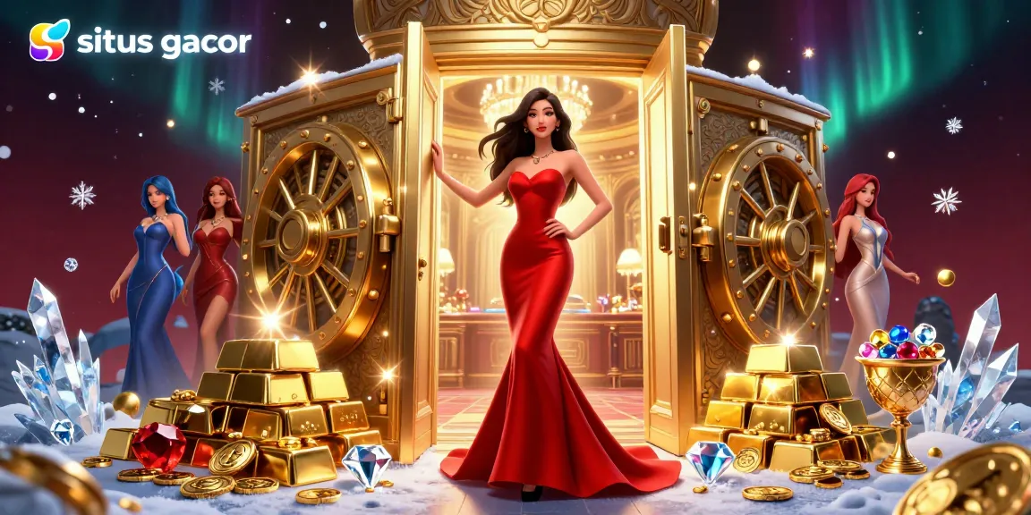 Experience the thrill of winning at situs gacor with vibrant casino elements and captivating character art.