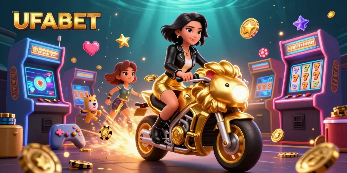UFABET gaming experience with vibrant characters celebrating massive wins in a lively casino environment.