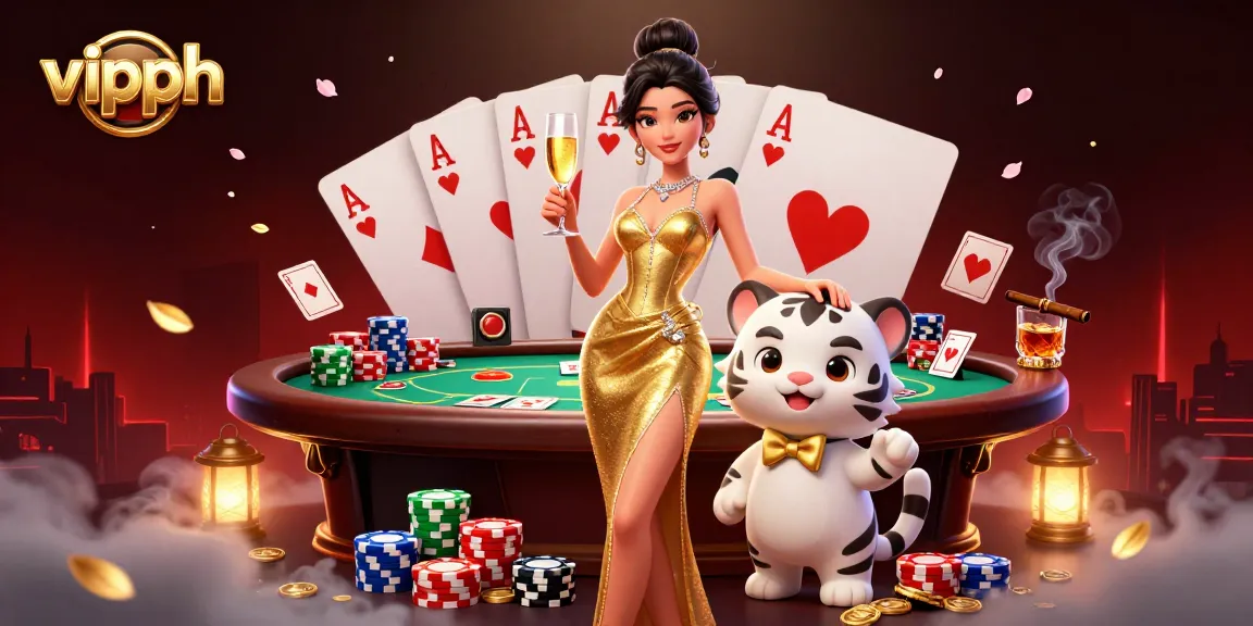 Experience vipph gaming excitement with glamorous characters, festive casino atmosphere, and action-packed poker elements.