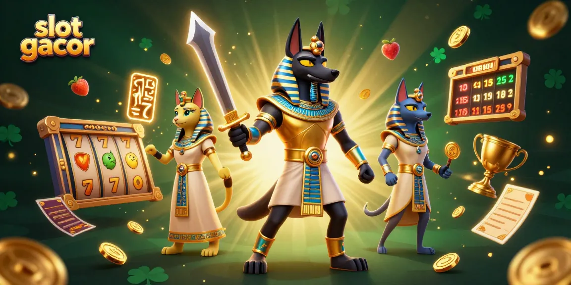 Experience epic wins at slot gacor with Anubis and Bastet in a dynamic casino scene.