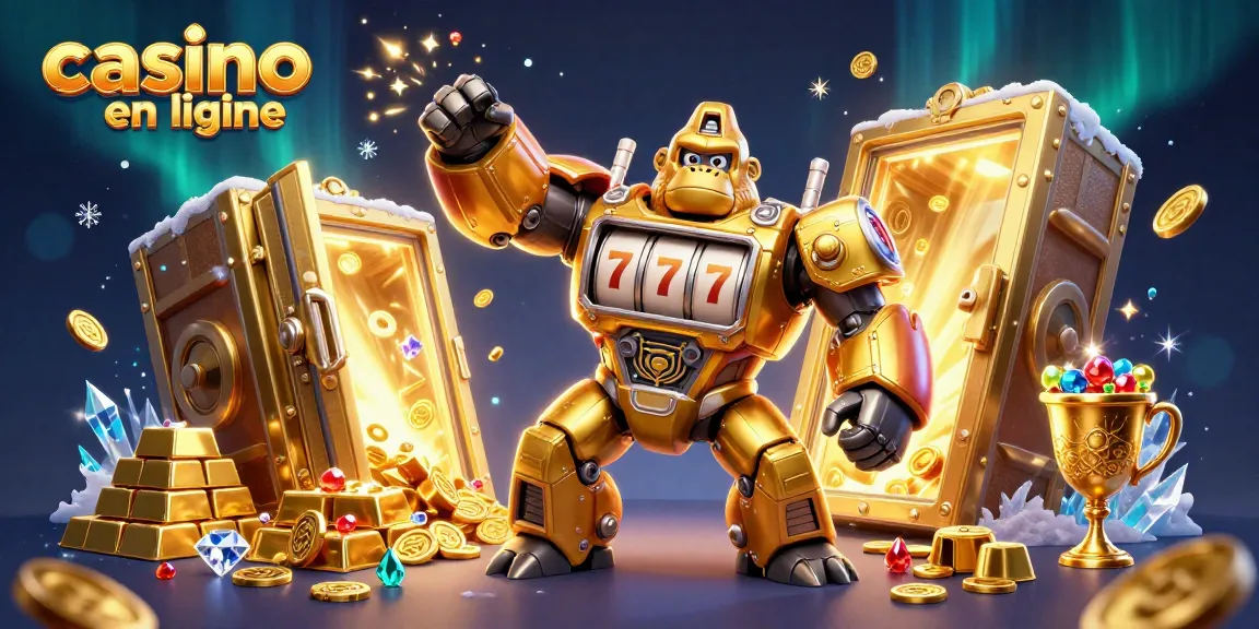 Jouez sur un casino en ligne avec un gorille mech dynamique et une ambiance de trésor.