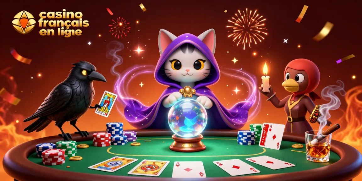Découvrez l'univers du casino français en ligne avec des personnages mystérieux et des éléments de jeu captivants.