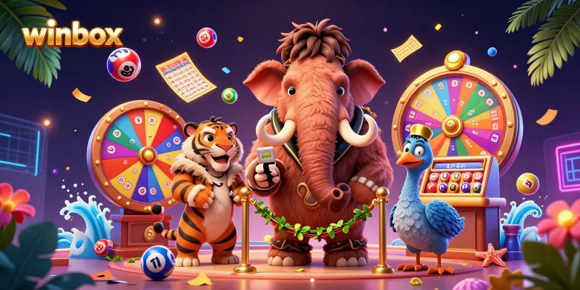 Engage with winbox gaming excitement through an ultra-detailed 3D casino scene featuring vibrant lottery elements.