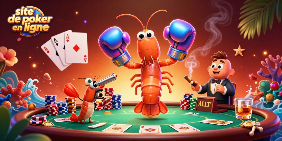 Jouez au poker sur un site de poker en ligne avec des personnages animés dans une illustration dynamique.