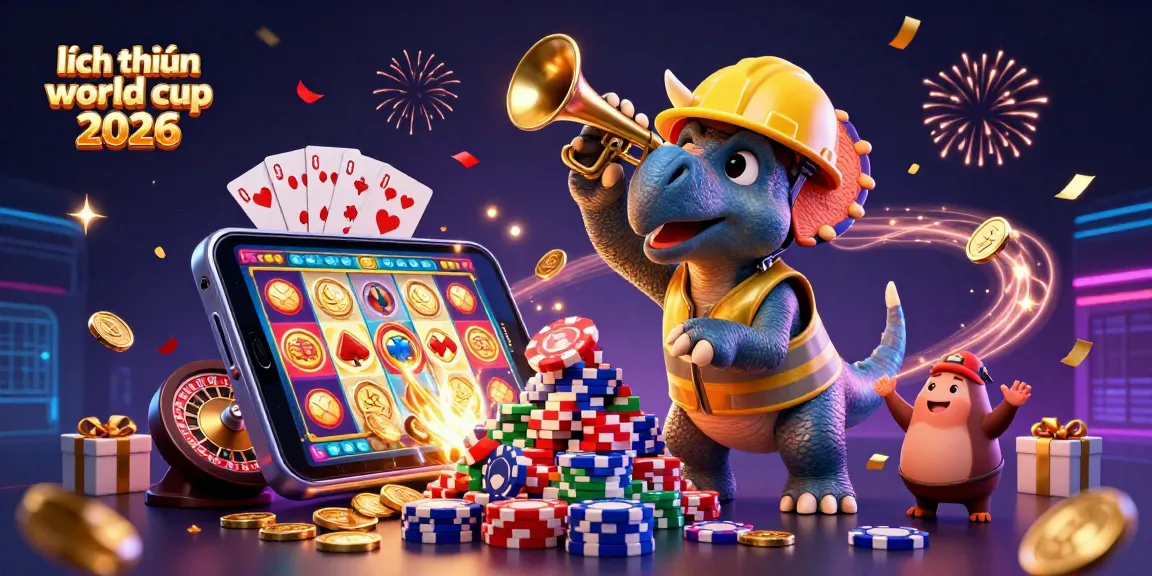 Experience the excitement of lịch thi đấu world cup 2026 with dynamic casino illustration showcasing betting and celebration elements.