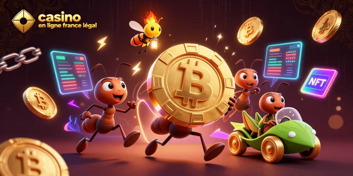 Vivez l'excitation du jeu avec ce casino en ligne France légal illustré par des fourmis en pleine action.